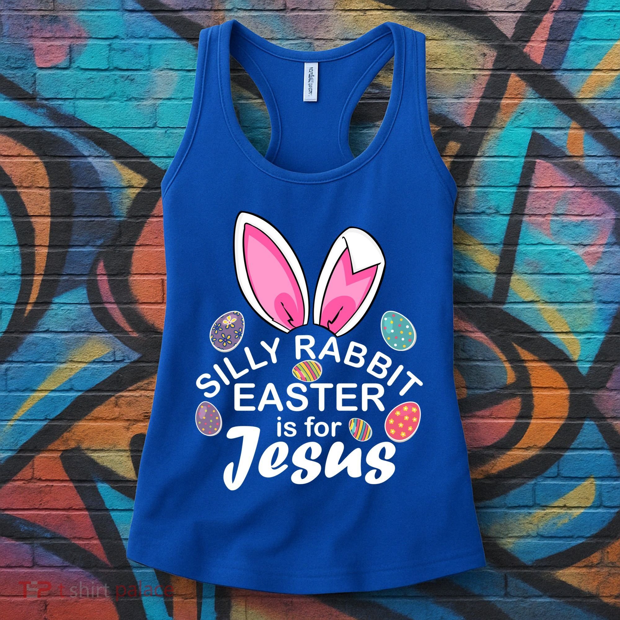 Silly Rabbit Easter is For Jesus Easter Eggs Bunny Ears Women's Tank Top