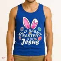 Silly Rabbit Easter is For Jesus Easter Eggs Bunny Ears Tank Top thumb 3