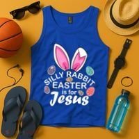 Silly Rabbit Easter is For Jesus Easter Eggs Bunny Ears Tank Top thumb 4