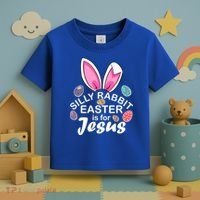 Silly Rabbit Easter is For Jesus Easter Eggs Bunny Ears Toddler T-Shirt thumb 3