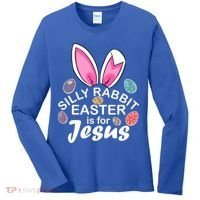 Silly Rabbit Easter is For Jesus Easter Eggs Bunny Ears Women's Long Sleeve Shirt thumb 0
