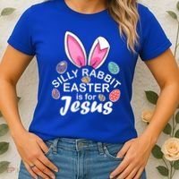 Silly Rabbit Easter is For Jesus Easter Eggs Bunny Ears Women's T-Shirt thumb 2