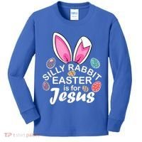 Silly Rabbit Easter is For Jesus Easter Eggs Bunny Ears Kids Long Sleeve Shirt thumb 0