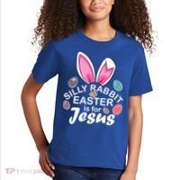 Silly Rabbit Easter is For Jesus Easter Eggs Bunny Ears Kids T-Shirt thumb 2