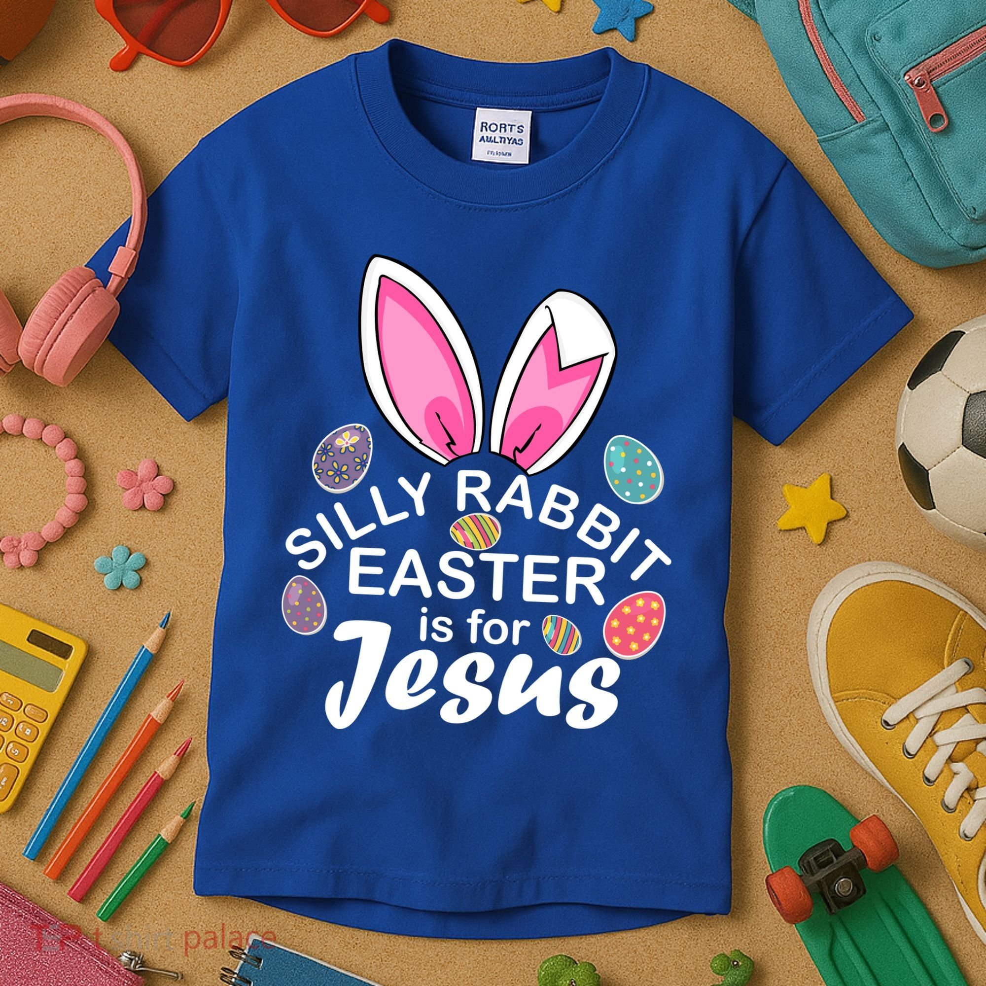 Silly Rabbit Easter is For Jesus Easter Eggs Bunny Ears Kids T-Shirt