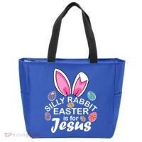 Silly Rabbit Easter is For Jesus Easter Eggs Bunny Ears Tote Bag thumb 0