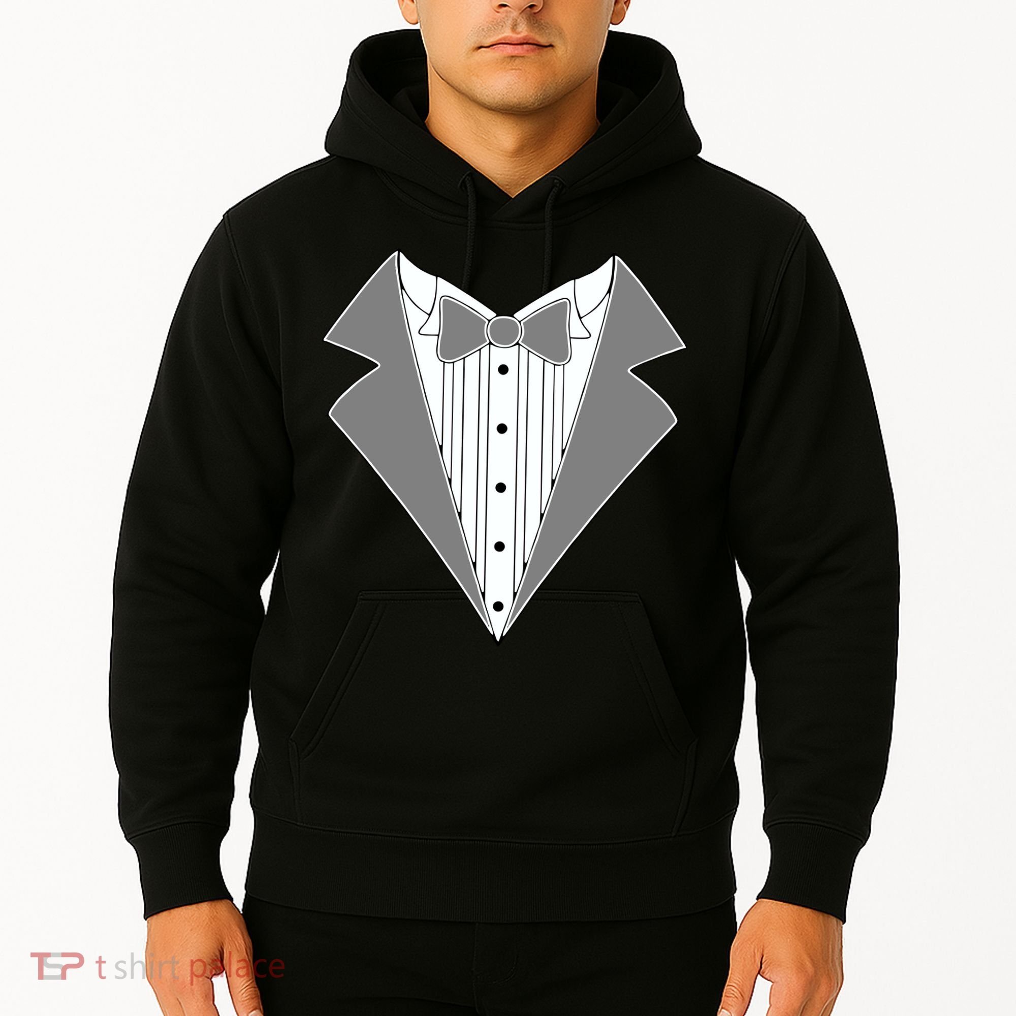 Silver Tuxedo Wedding Tux Hoodie