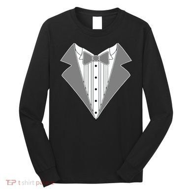 Silver Tuxedo Wedding Tux Long Sleeve Shirt
