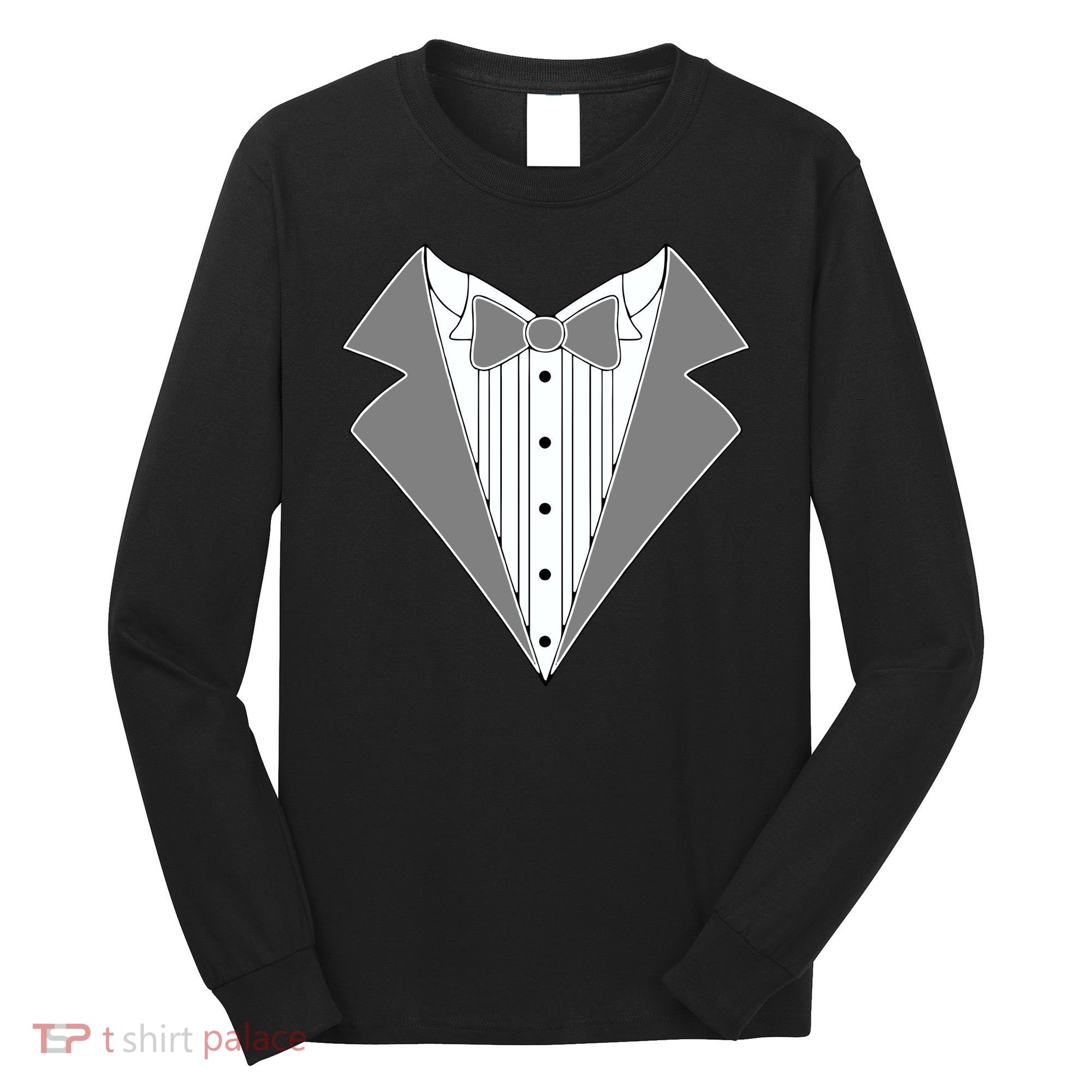 Silver Tuxedo Wedding Tux Long Sleeve Shirt