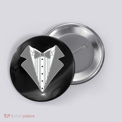Silver Tuxedo Wedding Tux Button