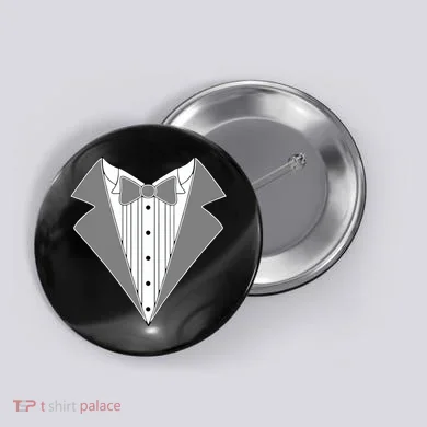 Silver Tuxedo Wedding Tux Button
