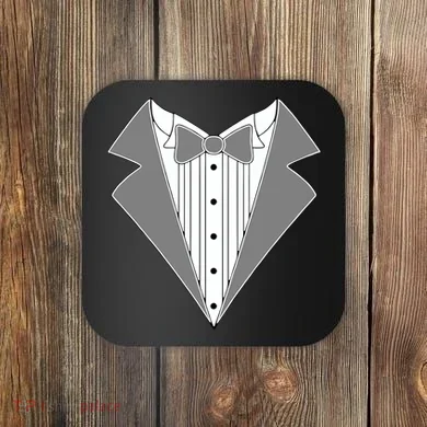 Silver Tuxedo Wedding Tux Coaster