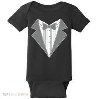 Silver Tuxedo Wedding Tux Baby Bodysuit thumb 0