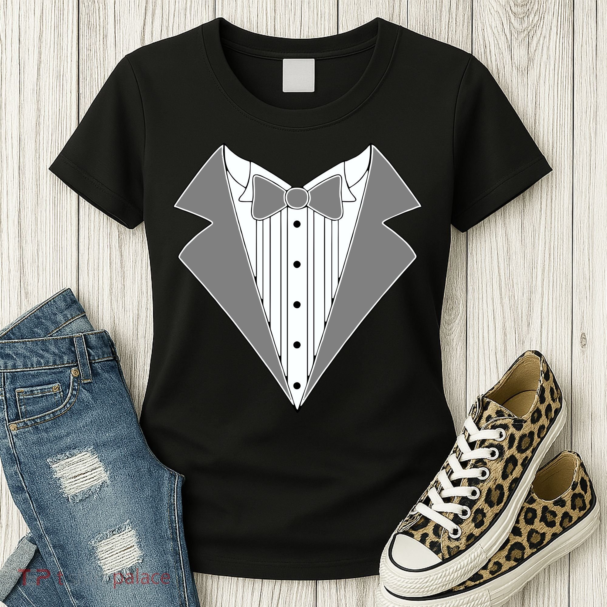 Silver Tuxedo Wedding Tux Women's T-Shirt