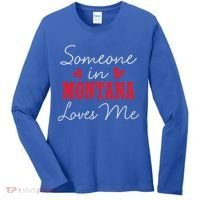 Someone In Montana Loves Me Relationship Couple Helena Funny Gift Women's Long Sleeve Shirt thumb 0
