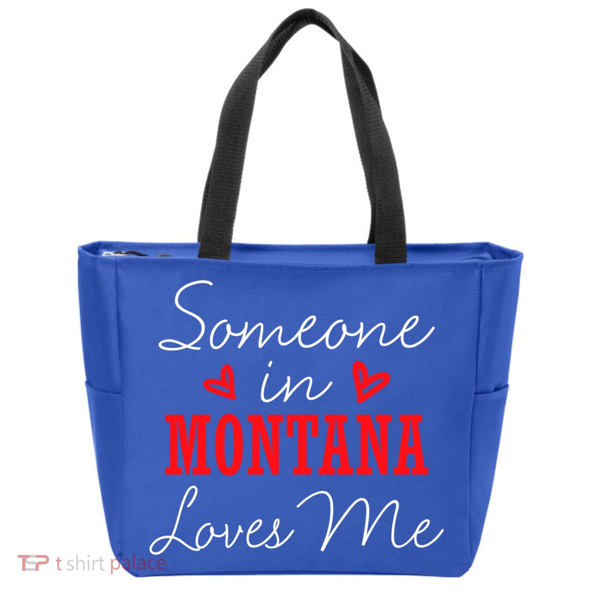 Someone In Montana Loves Me Relationship Couple Helena Funny Gift Tote Bag