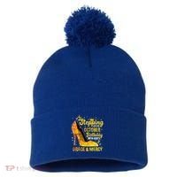 Stepping Into My October Birthday With Gods Grace and Mercy Pom Pom 12in Knit Beanie thumb 0
