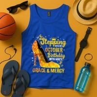 Stepping Into My October Birthday With Gods Grace and Mercy Tank Top thumb 4