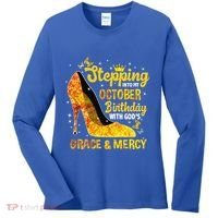 Stepping Into My October Birthday With Gods Grace and Mercy Women's Long Sleeve Shirt thumb 0