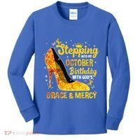 Stepping Into My October Birthday With Gods Grace and Mercy Kids Long Sleeve Shirt thumb 0