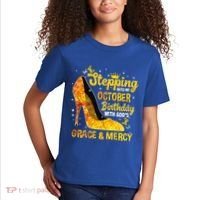 Stepping Into My October Birthday With Gods Grace and Mercy Kids T-Shirt thumb 2