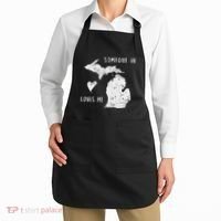 Someone In Michigan Loves Me Great Lakes State Yooper Apron thumb 2