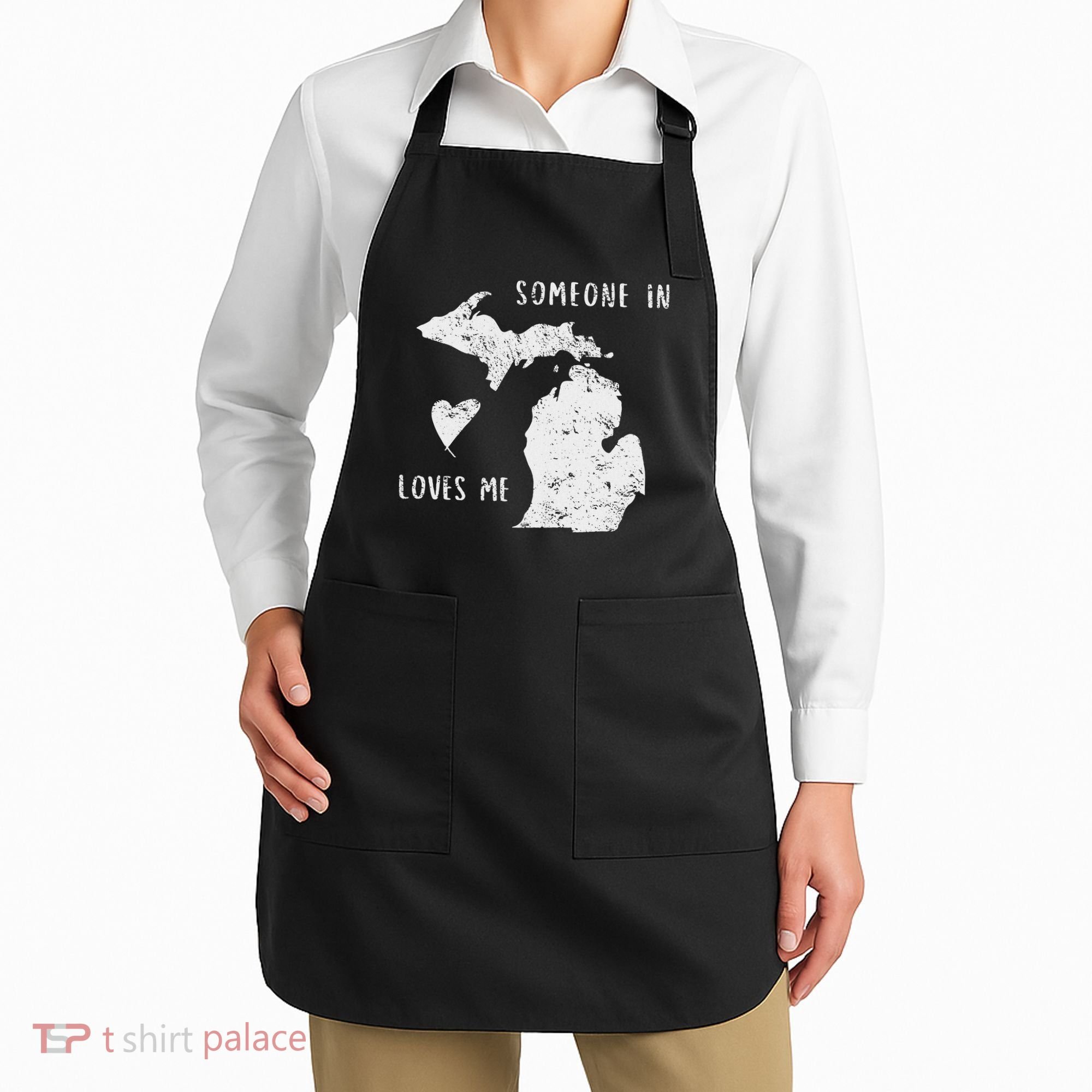 Someone In Michigan Loves Me Great Lakes State Yooper Apron