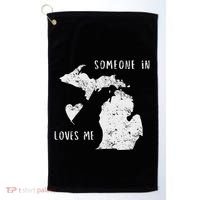Someone In Michigan Loves Me Great Lakes State Yooper Golf Towel thumb 0