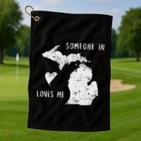 Someone In Michigan Loves Me Great Lakes State Yooper Golf Towel thumb 1