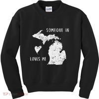 Someone In Michigan Loves Me Great Lakes State Yooper Kids Sweatshirt thumb 0