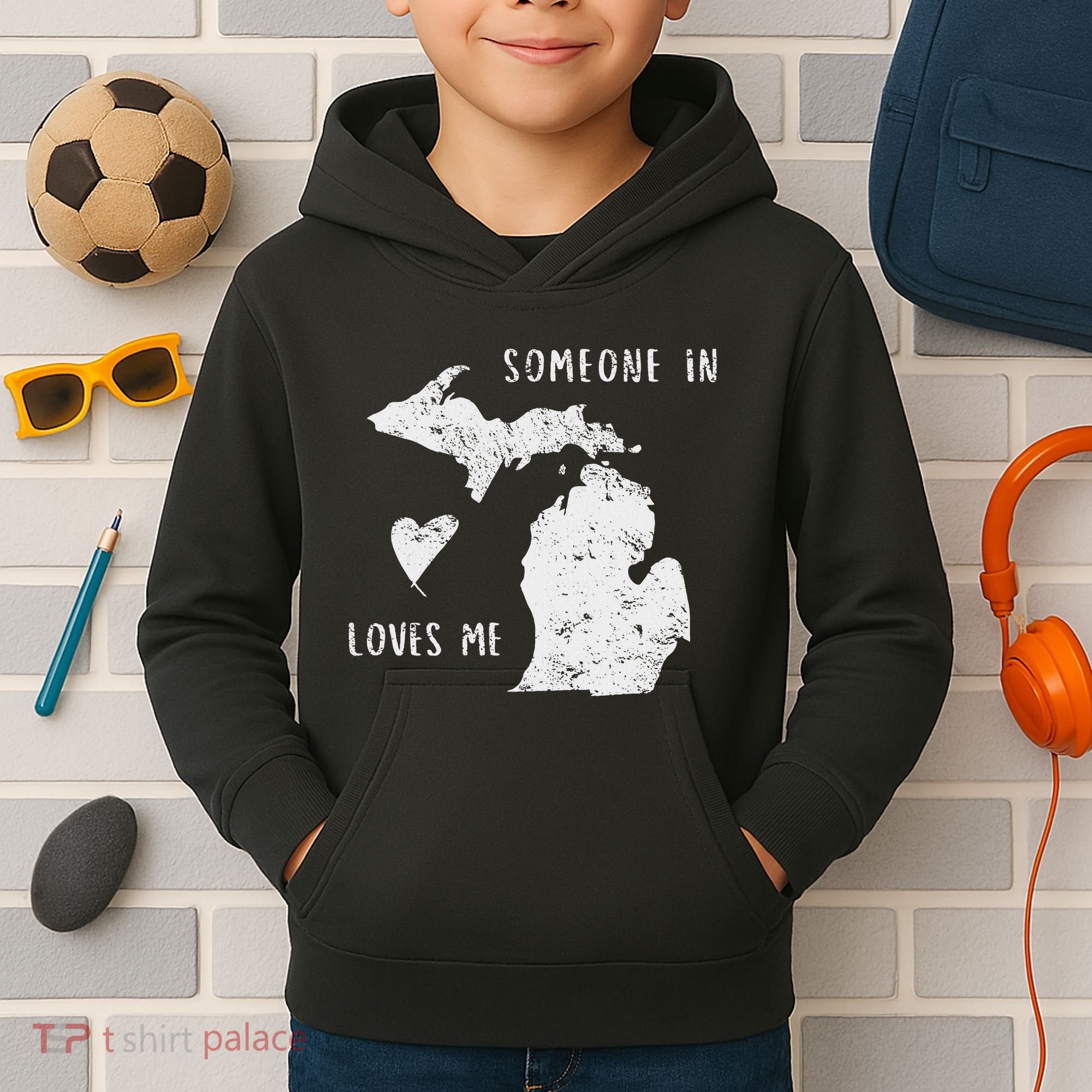 Someone In Michigan Loves Me Great Lakes State Yooper Kids Hoodie