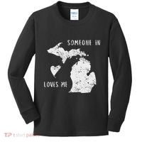 Someone In Michigan Loves Me Great Lakes State Yooper Kids Long Sleeve Shirt thumb 0