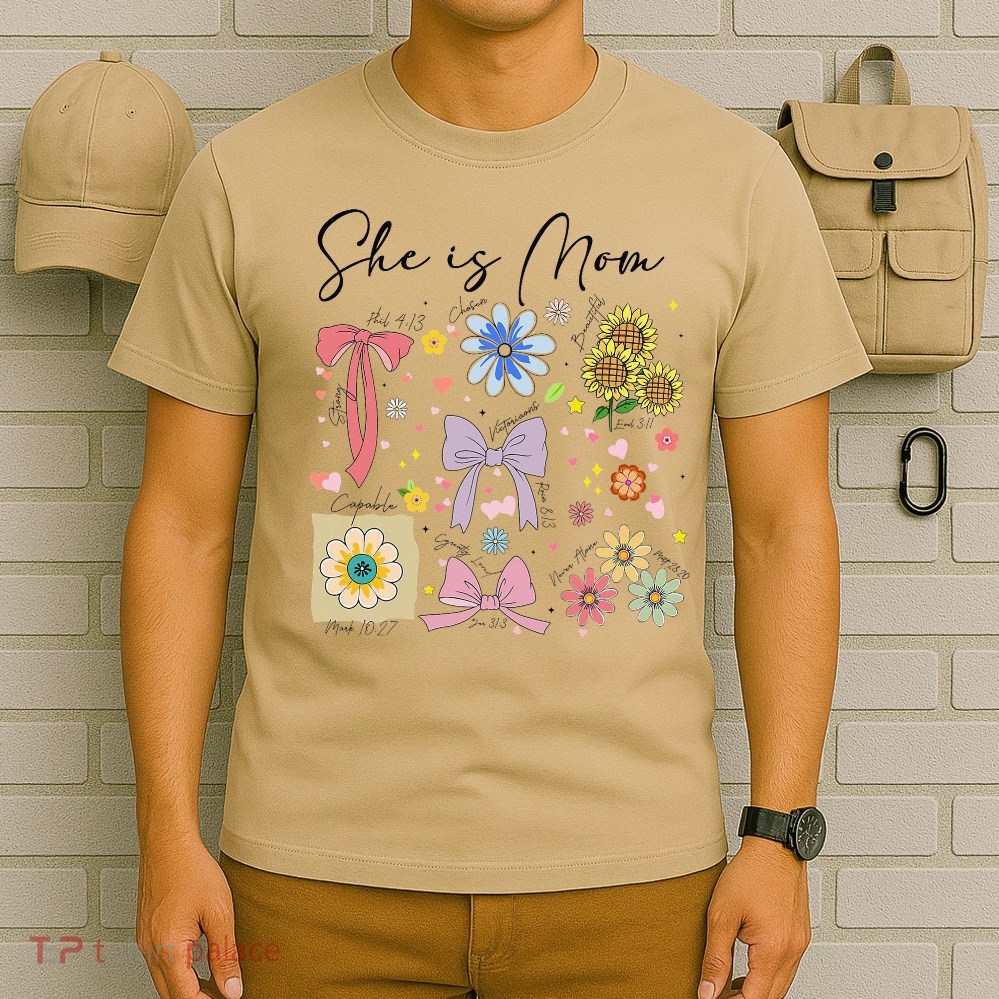 She Is Mom Christian Mothers Day Jesus Mama Religious Women T-Shirt