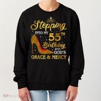 Stepping Into My 55th Birthday Present Gift Girl Wo 55 Year Old Women's Sweatshirt thumb 0