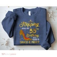 Stepping Into My 55th Birthday Present Gift Girl Wo 55 Year Old Sweatshirt thumb 2