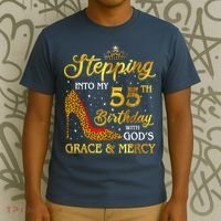 Stepping Into My 55th Birthday Present Gift Girl Wo 55 Year Old T-Shirt thumb 3