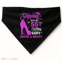 Stepping Into My 55th Birthday With God's Grace And Mercy USA-Made Doggie Bandana thumb 0