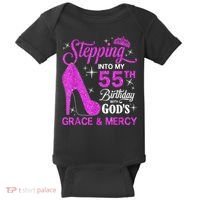 Stepping Into My 55th Birthday With God's Grace And Mercy Baby Bodysuit thumb 0