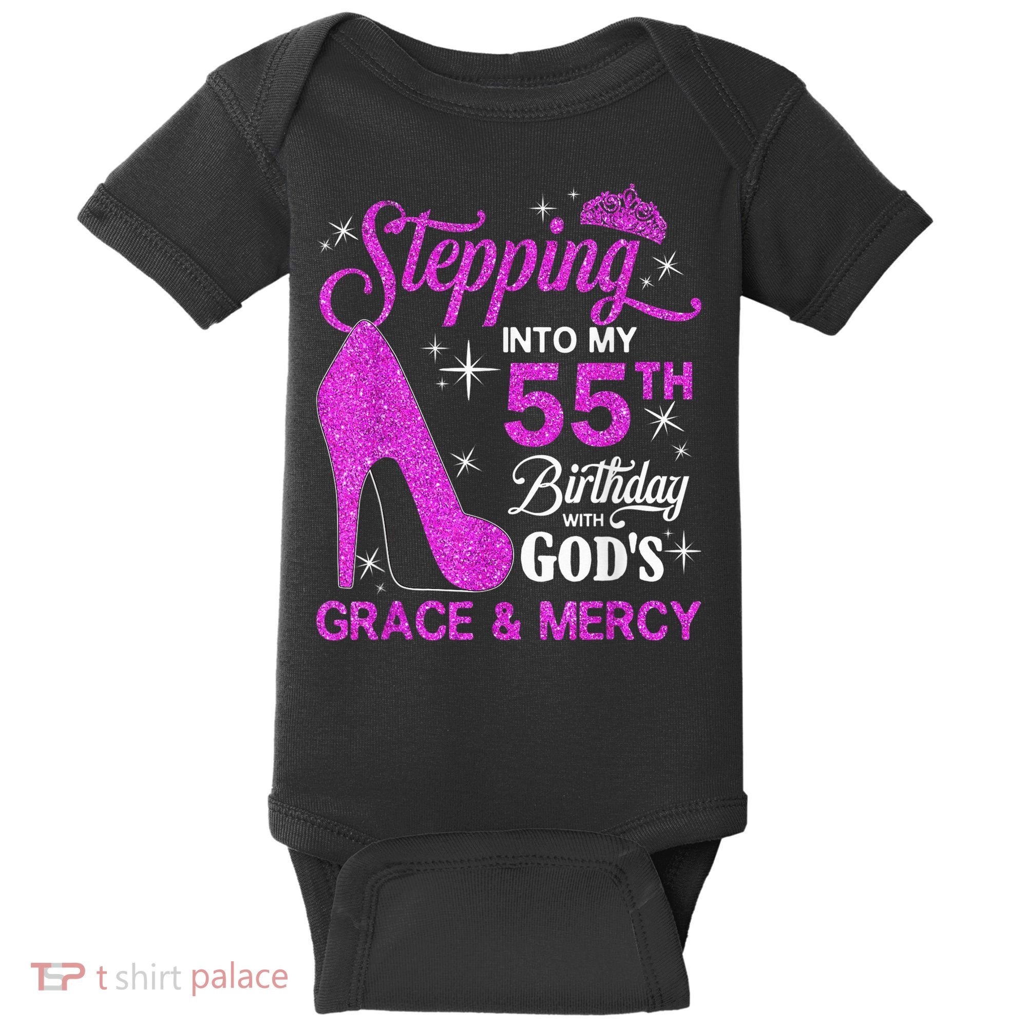 Stepping Into My 55th Birthday With God's Grace And Mercy Baby Bodysuit