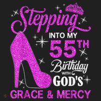 Stepping Into My 55th Birthday With God's Grace And Mercy Hat thumb 2