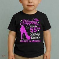 Stepping Into My 55th Birthday With God's Grace And Mercy Toddler T-Shirt thumb 2