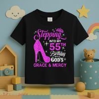 Stepping Into My 55th Birthday With God's Grace And Mercy Toddler T-Shirt thumb 3