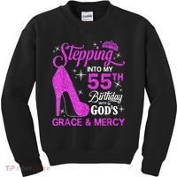 Stepping Into My 55th Birthday With God's Grace And Mercy Kids Sweatshirt thumb 0