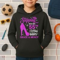 Stepping Into My 55th Birthday With God's Grace And Mercy Kids Hoodie thumb 2