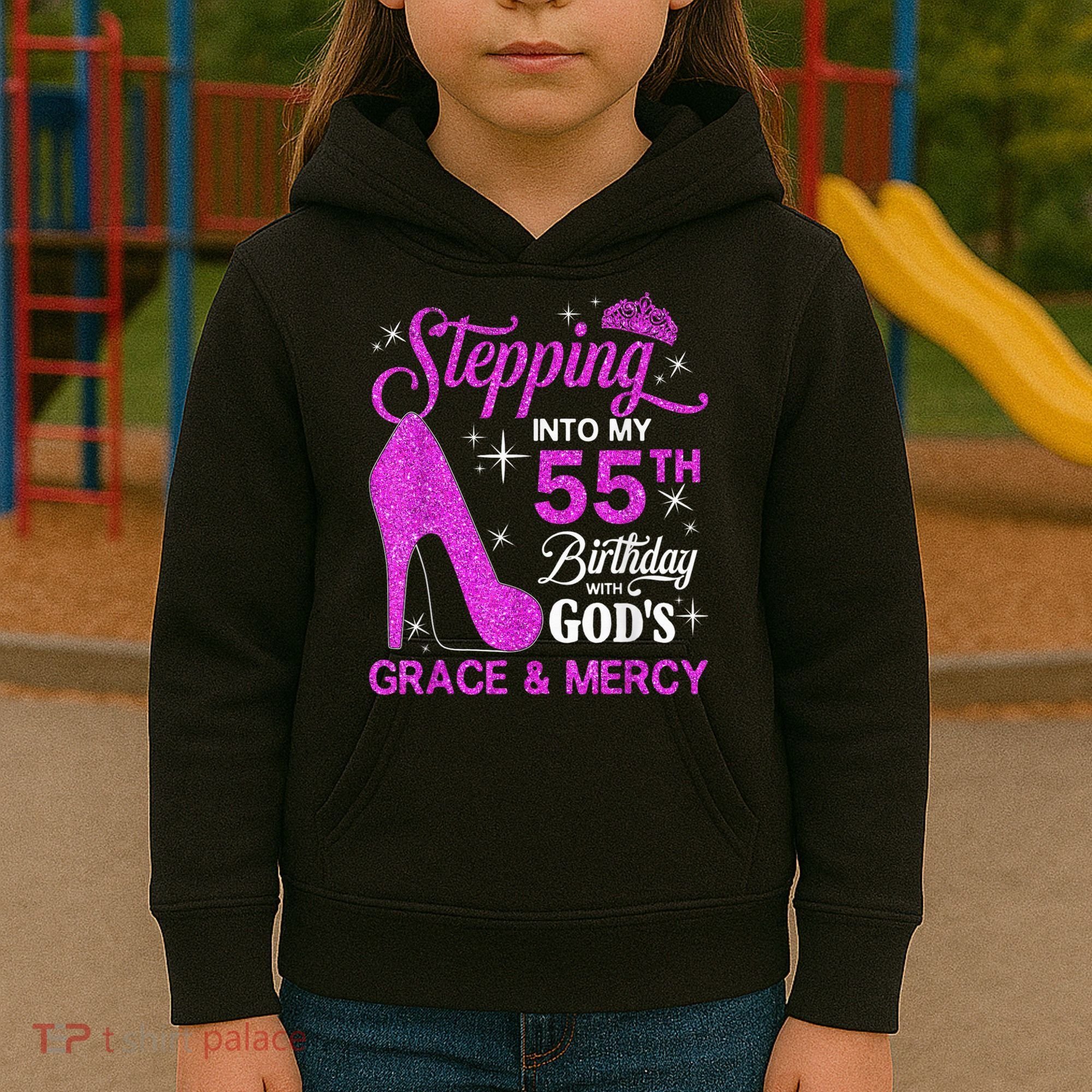 Stepping Into My 55th Birthday With God's Grace And Mercy Kids Hoodie