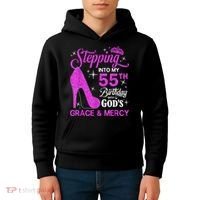 Stepping Into My 55th Birthday With God's Grace And Mercy Kids Hoodie thumb 4