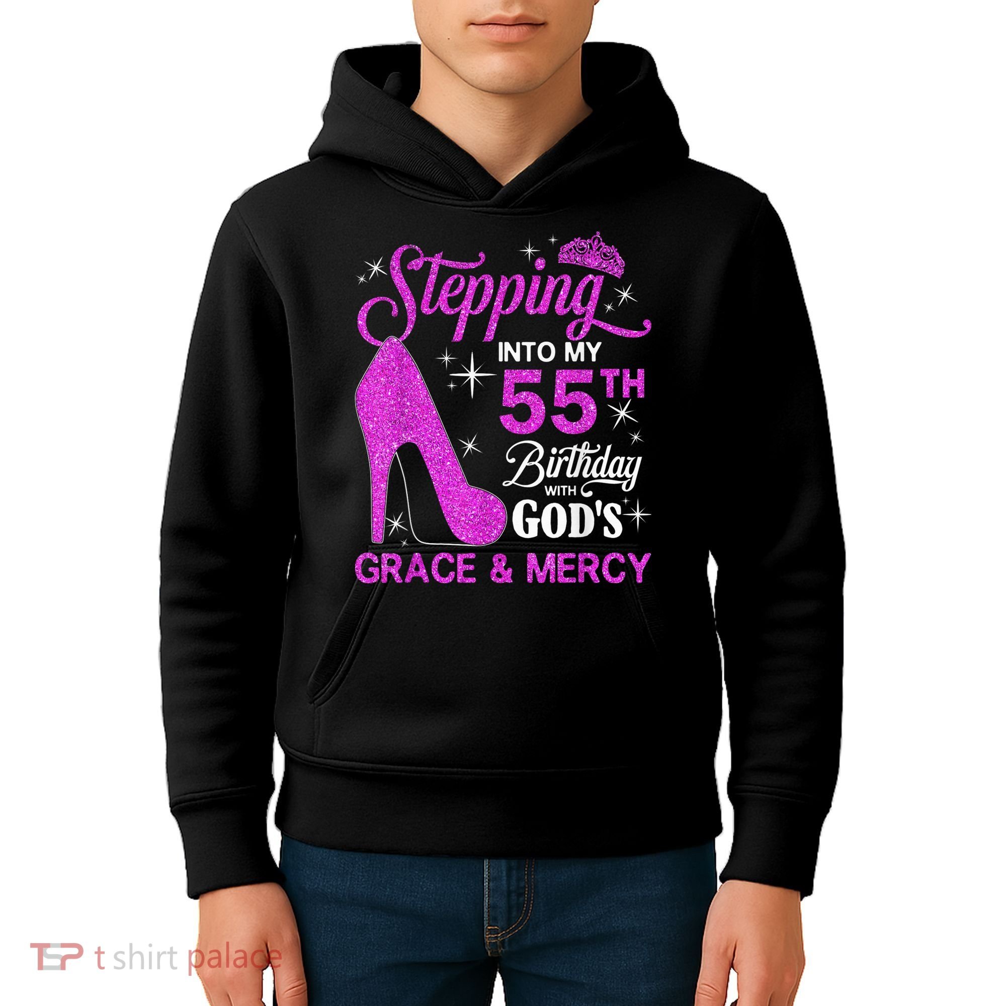 Stepping Into My 55th Birthday With God's Grace And Mercy Kids Hoodie