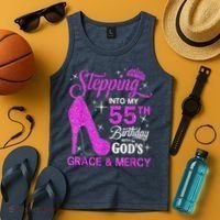 Stepping Into My 55th Birthday With God's Grace And Mercy Tank Top thumb 4