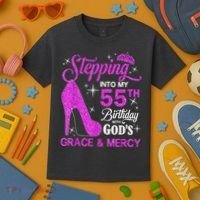 Stepping Into My 55th Birthday With God's Grace And Mercy Kids T-Shirt thumb 3