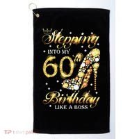 Stepping Into My 60 Birthday Like A Boss 60th BDay Party Golf Towel thumb 0